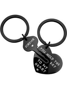 Llavero de regalo para pareja Mi amor exclusivo Pieza de rompecabezas Llavero con forma de corazón Él es loco Ella es excéntrica Regalo del Día de San Valentín para él Novio - Negro - Ver 6