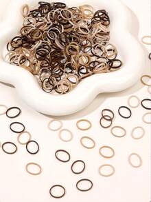Spring/Summer Coffee Color Rubber Hair Ties, Approx. 300 Pieces Ponytail - Multicolor - View 2