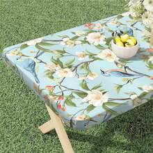 1 pieza Mantel elástico para exteriores con estampado floral diminuto - Rectangular, tejido adecuado para cocina, comedor, decoración de fiestas, mesa de comedor, decoración del hogar y exteriores - A - Ver 15