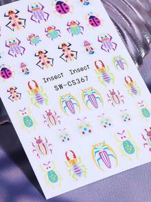 SWEET TREND 3D Cartoon Insect Nail Stickers 2pcs/Pack, Skull, Ladybug, Spider Wild Animal Design, DIY Autumn/Winter Halloween Y2K Gothic Style Self-Adhesive Nail Decals, Salon Nail Art Tips Nail Decoration - Multicolor - View 5