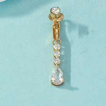 1pc Women's Faux Body Piercing Jewelry, Vintage Style No-Piercing Navel Ring - Gold - View 2