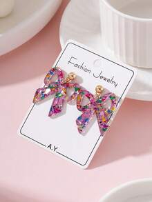 1 Pair Daily Sparkling Bow Design Women's Fashion Jewelry Earrings, Perfect Gift For Holiday Parties - Multicolor - View 2