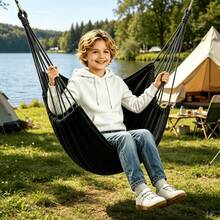 Portable Outdoor Camping Swing Chair - Durable Hammock Style Design Lightweight Sturdy Fabric Suitable For Backyard, Travel, Camping - Black/White/Grey (Pillow Not Included), Camping Chair, Hammock Swing, One Leisure Hanging Chair, Sturdy And Durable Material, Leisure Relaxation Hanging Chair, Easy Installation, Foldable Storage Travel Essential. - Multicolor - View 11