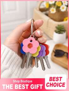 50pcs/30pcs/18pcs/12pcs/6pcs/1pc Colorful Flower-Shaped Key Caps, Made Of Soft And Vibrant Silicone, Cute And Fashionable, Easy To Install, Suitable For Various Keys, Perfect Holiday Gift, Back To School, Random Colors - Multicolor - View 6