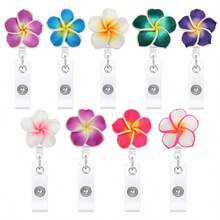 1pc Plumeria Retractable Badge Reel Clip For Doctors, Nurses And Staff - Multicolor - View 6