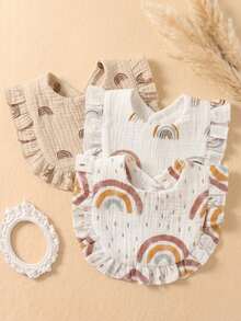 3PCS Pure Cotton Gauze Printed Cute Baby Bibs, Soft Skin-Friendly Drool Bibs For Boys And Girls, Suitable For Daily Use, Versatile - Multicolor - View 6