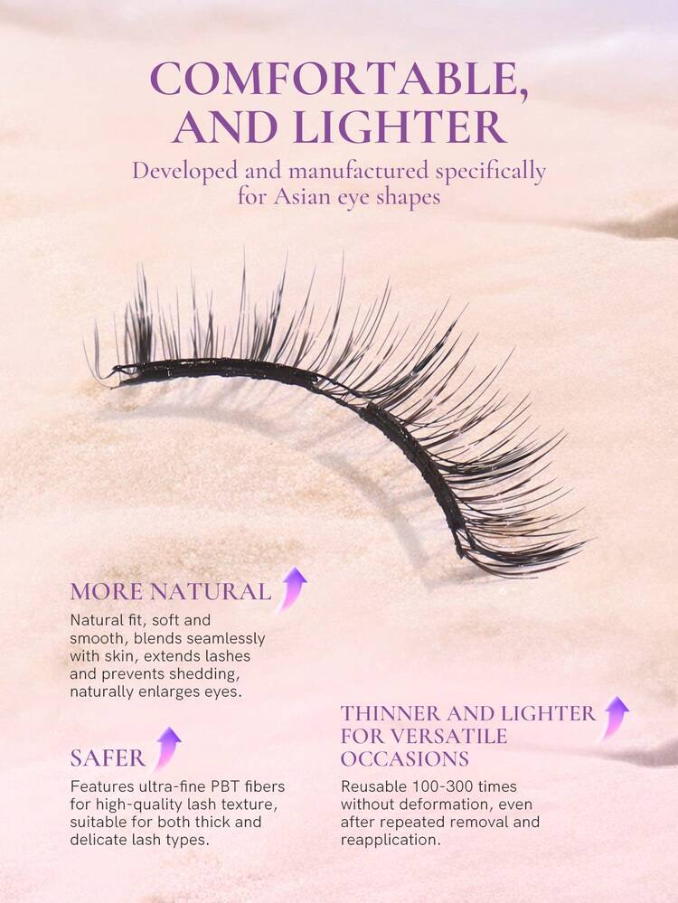 Mlen Diary Soft Magnetic False Eyelashes Set, 10-14mm Reusable No Glue Needed, Upgraded 3D Double Magnetic Lashes, Portable Glue-Free Lash Clusters, Suitable For Lightweight Natural Makeup - Black - View 3