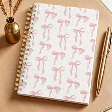 1 Pink Bow Themed Notebook, Suitable For School, Diary, Work Notes, 100 Pages, Work Log, School Notebook, Cute Diary, Minimalist Design, Hardcover Notebook, Durable Binding, Writing Diary, Portable Notebook School Supplies - A - View 4