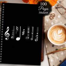 1pc Fun Music Spiral Notebook Travel Journal, Musical Note Design Office Planner, Personal Organizer, Perfect Gift For Friends, Colleagues, Composers, Songwriters And Music Lovers, Suitable For Writing, Journaling And Learning, Travel Style - H - View 3