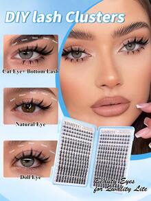 384pcs Cartoon Style Individual Eyelash Extension Kit, 12-18mm C Curl, Anime Style Thin Spiky Cluster Lashes, Includes Adhesive, Sealer And Remover, DIY Eyelash Extension Kit For Beginners, Cartoon Style False Eyelash Set, Spiky False Eyelash Extension Kit, Anime Style Individual False Eyelashes, Voluminous And Curly Effect, DIY Home Eyelash Set, Cluster False Eyelash Set, Includes Adhesive, Waterproof Glue And Tweezers - Multicolor - View 4