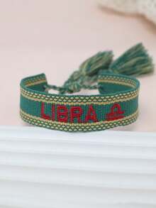1pc Fashionable Zodiac Handmade Woven Tassel Bracelet With Embroidered Letter For Men And Women - Multicolor - View 21
