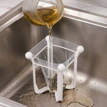 51/101件組懸掛式廚房水槽濾網套組(1個可重複使用架 + 50/100個一次性網狀濾袋),PP塑料與細網材質,白色方形食物殘渣收集器,防堵塞排水籃,適用米飯與剩食,廚房水槽收納整理 - 過濾架 - 查看 2