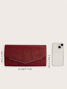 Noctella Luxurious Sparkling Burgundy Clutch Bag, Featuring All-Over Glitter Texture And V-Shaped Metal Trim, Radiating Charming Shimmering Luster, With Stylish Eye-Catching V-Shaped Metal Trim And Classic Envelope Design. Perfect For Formal Balls, Charity Galas And Red Carpet Events, Effortlessly Showcasing Luxurious And Elegant Silver Charm. The Best Gift For Women - Burgundy - View 7