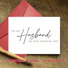 5pcs Set To My Husband On Our Wedding Day Card, To My Hubby On Our Wedding Day Card, To My Hubby Card, Wedding Day Card Including Envelope - Multicolor - View 5