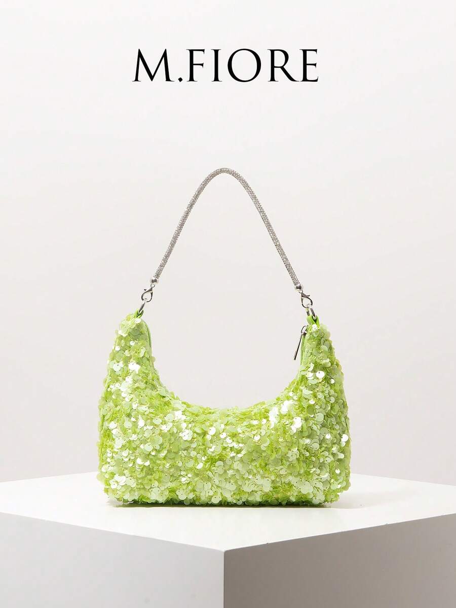 (Random Pattern) Shoulder Bag, Sequin Bag, Women's Handbag, Evening, Party Outfit, Ball Bag, Ball Accessories, Wedding Supplies, Elegant Women's Wallet, Gift - Green - View 1