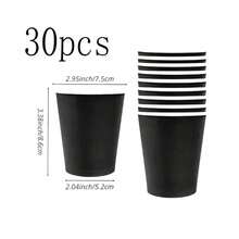 10/20/50/90 Stück Einweg-Partybecher in Schwarz, 9oz Papierbecher, Getränkebecher, Kaltgetränkebecher, Kaffeebecher, Wasserbecher, perfekt für Geburtstagsfeiern, Hochzeiten, Schulanfang, Muttertag - Schwarz - Übersicht 16