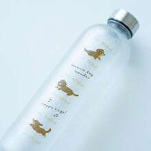 Cute Dachshund Water Bottle With Adorable Scale Lines, Large Capacity, Suitable For Hiking, Camping, Office And Travel, Gold/Silver Lid Optional - Multicolor - View 6
