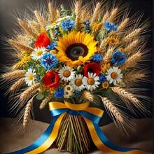 1pc 5D Full Drill Diamond Painting Kit, Sunflower Daisy Poppy Wheat Bouquet With Blue And Yellow Ribbon Pattern, 30*30cm Frameless DIY Rhinestone Embroidery Wall Decor Handmade Gift, Suitable For Beginners - round diamond - View 8