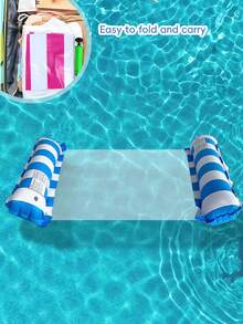 Mesh Inflatable Pool Hammock - Striped Adult Lounge Chair, Suitable For Vacation, Party And Relaxation, Available In Pink, Yellow, White, Green, Blue And Other Colors, Outdoor Hammock, Beach And Pool Essential, Perfect For Photography - A - View 12