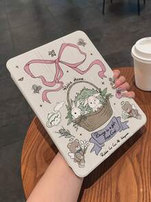 1件裝:復古花籃與兔子印花壓克力旋轉支架保護殼,相容於 iPad 11 A16/10/9/8、Air 11 2026 (M4)、Pro 11 2025。全方位防震護角、支援自動喚醒/睡眠、中性設計、適用於辦公/學習/禮品、多角度支撐、非磁性 - 杏色 - 查看 4