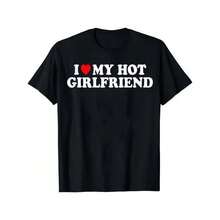[100% Cotton] [100% Cotton]  I Love My Girlfriend Gf I Heart My Girlfriend GF T-Shirt  Golf Gift T-Shirt For Men And Women - 黑色 - 查看 4