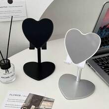 Cute Japanese Style Heart-Shaped Macaron Pink & White Color Smooth Surface 360° Rotating Stable Base Multi-Function Tablet & Phone Stand, Suitable For Live Streaming, Binge-Watching, Video Calls And All-Season Use - A - View 3