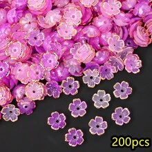 200顆透明花朵巴洛克珠飾搭配復古金邊隔珠，適用珠寶DIY手鍊、手機鍊、手工配件製作 - 金邊小花朵 - 查看 22