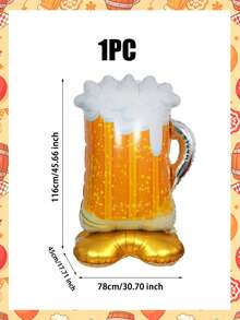 1pc Large Base Beer Mug Shaped Balloon, Standing Beer Balloon, Suitable For Beer Festival, Celebration, Perfect Brew Theme Party, Summer Party, Retirement Party, Anniversary Celebration, Bachelor Party Decoration - Multicolor - View 8