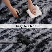 WISH TREE 8x10 Area Rugs For Living Room, Fluffy Shaggy Rug Soft Carpets, Big Rugs For Bedroom Home Decor Aesthetic Tie-Dyed Stipe Black Grey - Tie-dyed Stipe Black Grey - 查看 6