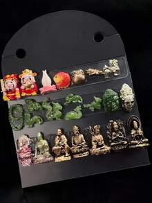 1個中式佛頭、祈禱珠、財神、蓮花與牡丹、法器3D浮雕美甲大尺寸矽膠美甲模具 - 無色 - 查看 3