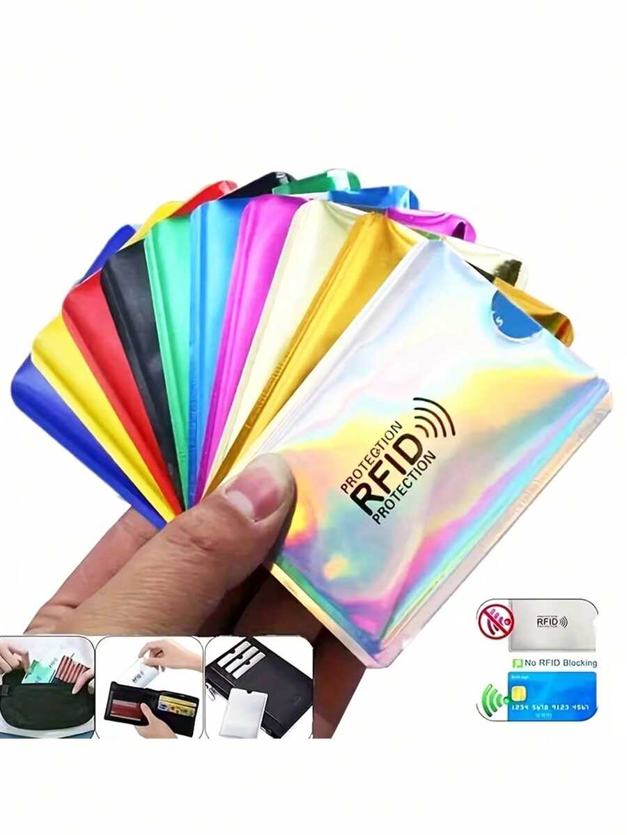 5pcs RFID Blocking Card Sleeves, Aluminum Alloy Credit Card/Debit Card Protective Wallet, Suitable For Men And Women, RFID Shielding Sleeves For Travel, Business, Camping, Beach, Back To School Essentials - Multicolor - View 1