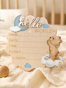 Wooden Baby Birth Announcement Sign Hello World Newborn Birth Announcement Board Baby Name Birth Announcement Sign Newborn Welcome Sign For Hospital - Bulletin Board - View 1