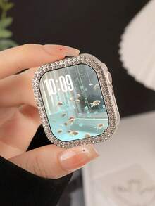1pc Double Layer Sparkling Rhinestone Protective Case, Compatible With Apple Watch 40/41/42/44/45/46/49mm Series, Including Ultra/SE/11/10/9/8/7/6/5/4, Smart Watch Accessory, Starlight Color - Hollow Star Color - View 2