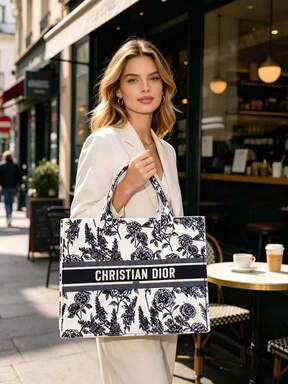 M.Dior 1pc 40*30*12cm Felt Tote Bag 2026 New Style Handbag For Women, Premium Large Capacity Printed Commuter Shopping Bag, Suitable As Gift For Mother, Girlfriend, Daughter And Other Female Friends On Birthday, Thanksgiving, Anniversary, Christmas, New Year, Valentine's Day, Mother's Day, Graduation Or Other Special Occasions