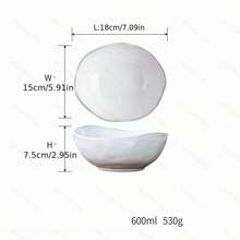 1pc /3pcs Klin White Color Japanese Ceramic Bowl, Deep Irregular Noodle Ramen Bowl Creative Tableware For Home Or Restaurant - White - View 6