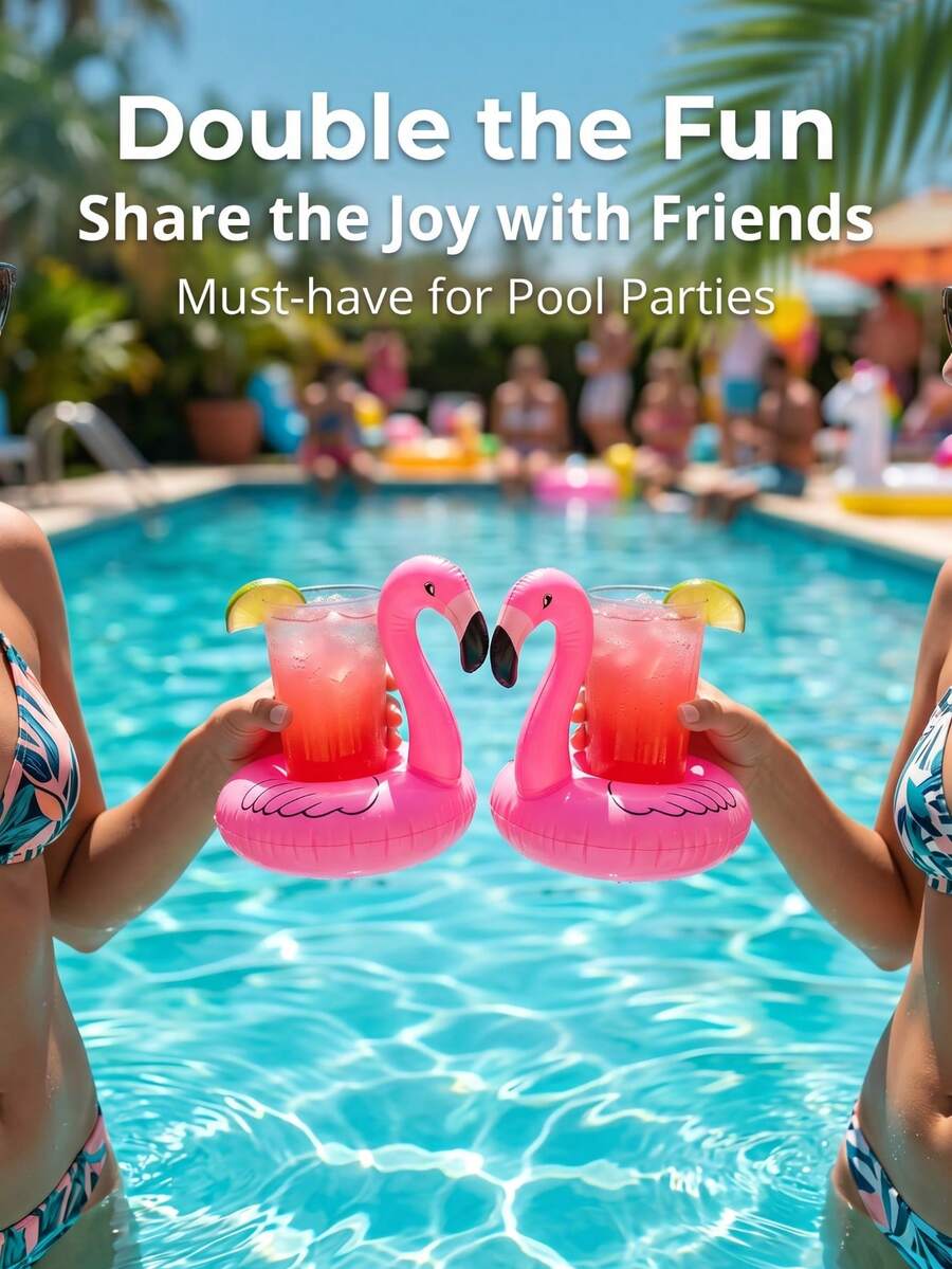 2 Packs Inflatable Floating Drink Holders, Cute Pool Cup Floats For Cans, Bottles, And Cups, Summer Water Party Accessories For The Pool, Beach, Bathtub, Lake, And Outdoor Fun - Multicolor - View 1