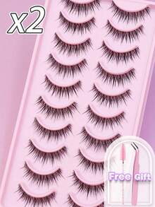 10/7/5 Pairs Natural C-Curl Fluffy Soft Dramatic 3D Faux Mink Eyelashes, Messy Multi-Layered Short Thick False Eyelashes Extension Set, Wholesale Fake Lashes Cosmetics For Wedding Party Daily Work Meeting, Natural Looking Comfortable Wear With Handmade Curled Ends - Natural Lashes - View 12