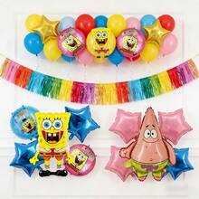 SpongeBob SquarePants Birthday Balloon Set, Anime Theme Character & Star Foil Balloons, Anime Birthday Party Supplies - Cartoon Balloons - View 8