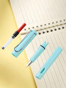 [1pc/3pcs/5pcs]Refillable Ink Cartridge Fountain Pen, Liquid Ink Pen, Quick-Dry Signature Pen, 0.5mm Black Ink, School/Office Essential, Ideal For Exams And Office Work, Fine Tip Design, Suitable For Writing, Back To School Season Essential - Multicolor - View 9