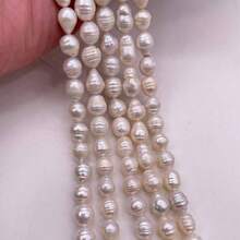 7-8mm 白色水滴梨形天然淡水珍珠，DIY 1顆，38cm/14.96in，孔徑 0.8mm - 白色2 - 查看 3
