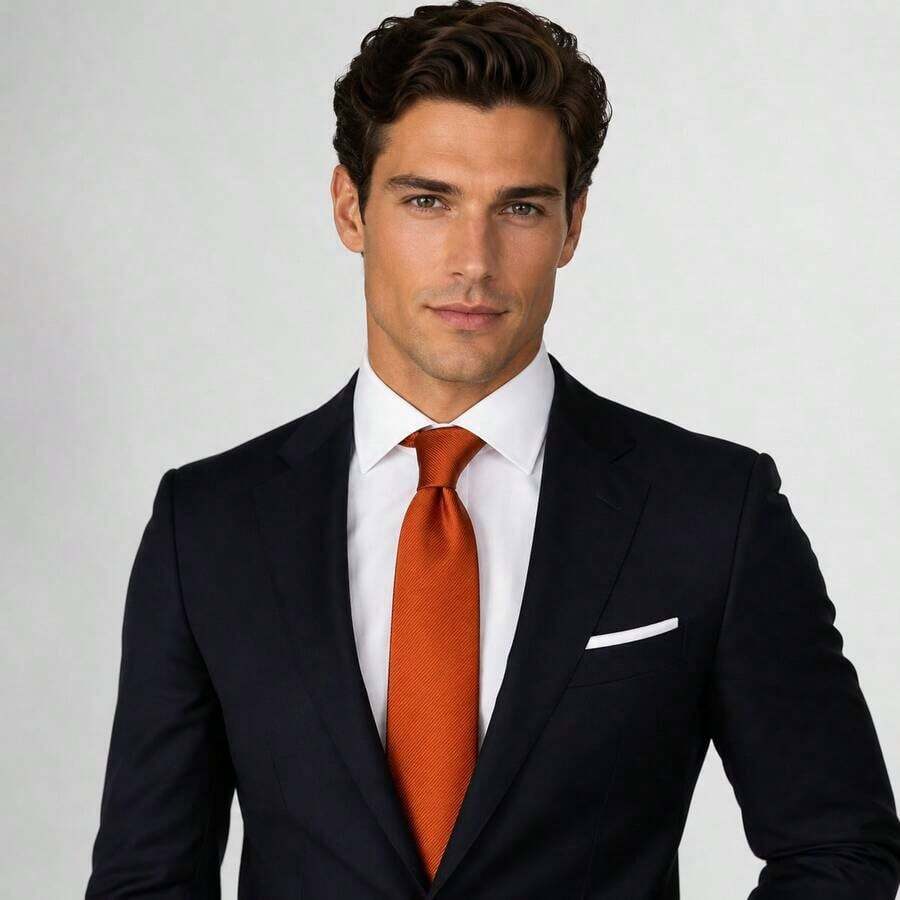 Men's Formal Ties, Versatile For Suits, Suitable For Weddings, Banquets, And Job Interviews. - 亮橙色 - 查看 1
