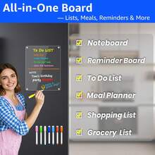 2mm Acrylic Magnetic Dry Erase Board, Transparent Whiteboard For Refrigerator, Memo Board To-Do List/Grocery List Whiteboard Erasable 3D Magnetic Fridge Magnet Message Board - Message Board - View 5