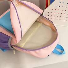 1 pieza Mochila de moda con colores de dopamina, Mochila unisex, Mochila escolar de bloques de color para estudiantes, Mochila de estudiantes con múltiples bolsillos para viajes de verano, vacaciones, artículo de viaje esencial para estudiantes de primaria, secundaria, preparatoria y universidad, Bolso de mujer de alta calidad, Excelente regalo para vacaciones - Multicolor - Ver 9