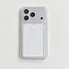 1pc Fashionable Portable Integrated Card Holder Transparent Four-Corner Shockproof Phone Case, Lens Protection, Shockproof, Fashion, Premium, Luxury, Suitable For Gifts To Family And Friends, Compatible With IPhone 17 16 15 14 13 12 Pro Max/ S26 S25 S24 S23 Ultra A57 A37 - Clear - View 4