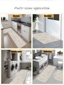 1pc Of Arched Stripe Pattern Rubber Cushioned Kitchen Mat, A Water-Absorbing Mat That Is Easy To Clean And Suitable For Use In Kitchens, Bathrooms, And Other Areas. It Is Suitable For Use Throughout The Year And For Various Holidays. - Multicolor - View 7