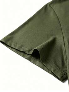 Men's Plus Size Short Sleeve, Casual Fashion Multi-Purpose Rose Pattern Crew Neck T-Shirt, Summer Style - Army Green - View 3