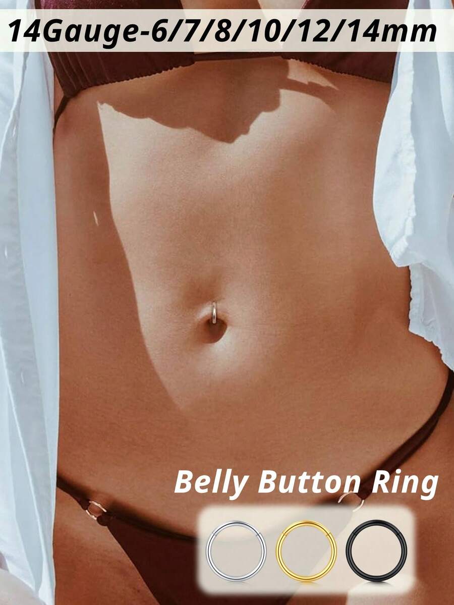 CIZME Clicker Belly Button Rings 14G(1.6mm) Gold Plated Belly Button Piercing Hoops 14G 6/7/8/10/12/14mm Inner Clicker Belly Button Rings For Women - Circular Ring - View 1
