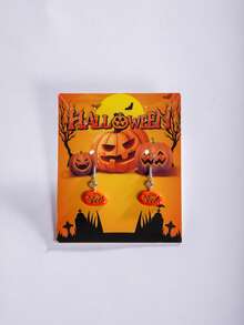 imoli 1 Pair/Punk Sweet Cool Style Acrylic Hollow Pumpkin Halloween Hat Ghost Spider Web Earrings Suitable For Women Halloween Party, Cosplay, Ghost Festival Eye-Catching Funny Accessories (Size Is Accessory Size) - Multicolor - View 5
