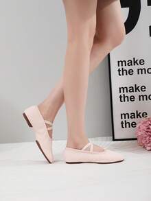 Women's Ballet Dance Shoes Pink Drawstring Low Heel 1cm Rubber Soft Sole Jazz Salsa Modern Dance Shoes Comfortable Soft For Performance - Pink - View 4