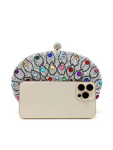 Acrylic Rhinestone Evening Handbag For Wedding, Popular Chain Shoulder Bag Adorned With Rhinestones - Multicolor - View 7